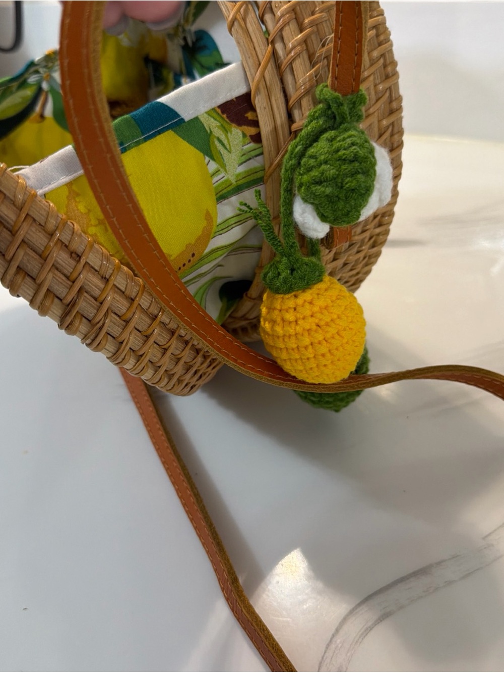 Round Woven Rattan Crossbody Bag - Natural - Picture 3 of 3